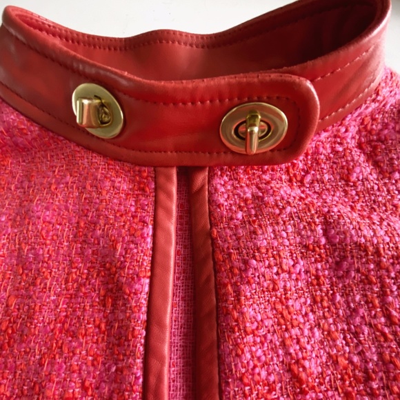 COACH leather-trimmed jacket in magenta fabric - Picture 3 of 8